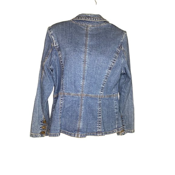 St John’s Bay Petite Denim Pleated Woman’s Jacket PL - Picture 2 of 12